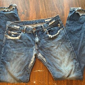 Blue Boot Cut Jeans with Vintage Fade